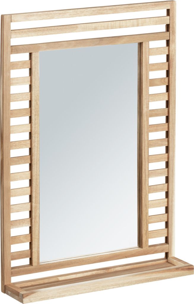 WENKO Holz Wandspiegel Hängend mit Ablage Rahmen Badezimmer Garderobe ACINA