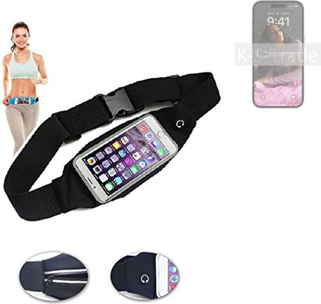 K-S-Trade Jogging-Armband kompatibel mit Apple iPhone 14 Pro Gürteltasche Umhängetasche Bauchtasche schwarz Sport Running Jogging Fitness Laufen