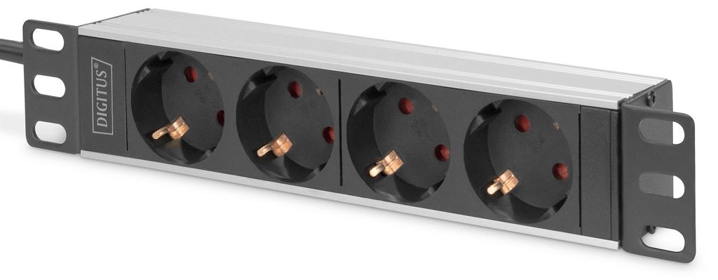 DIGITUS 10" Steckdosenleiste mit Aluminiumprofil 4-fach