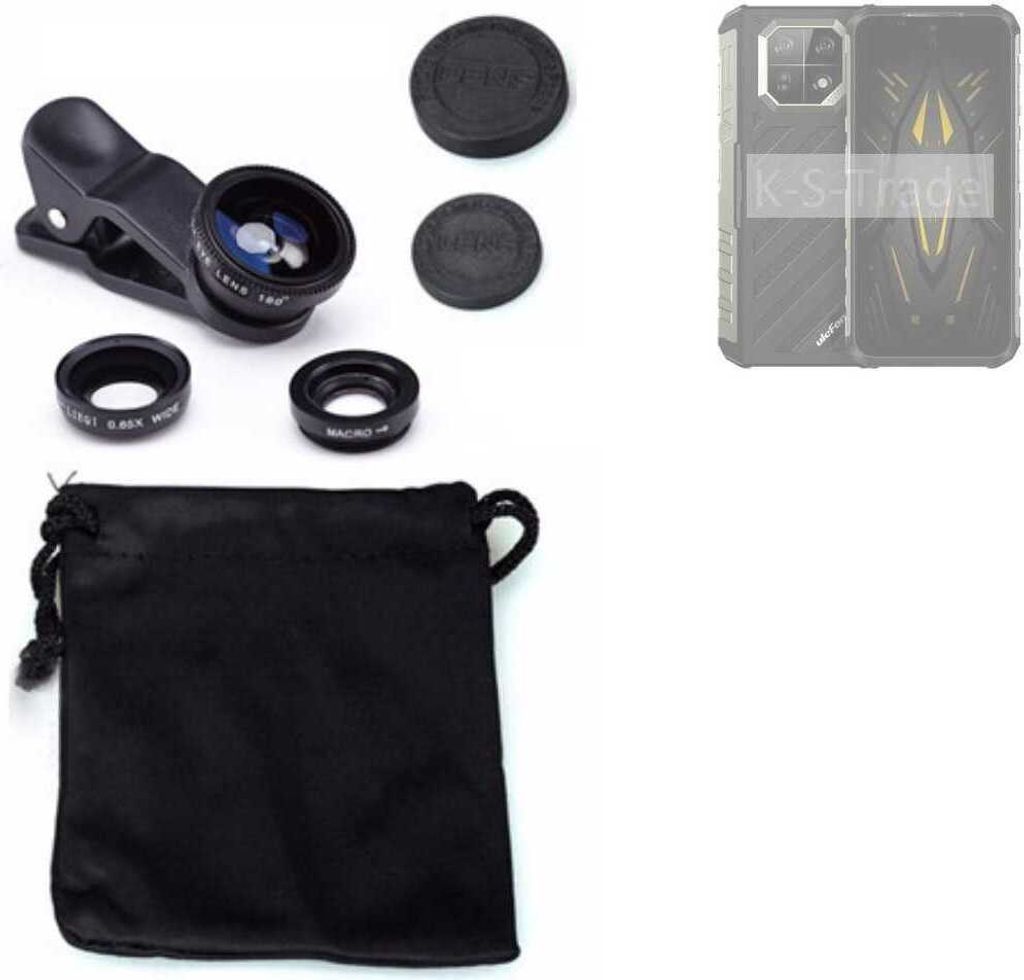 K-S-Trade Smartphone Kamera Linsen Set Kompatibel mit Ulefone Armor 22 3in1 Clip-On Kamera Adapter Macro Weitwinkel FishEye Fischauge Objektiv Linse