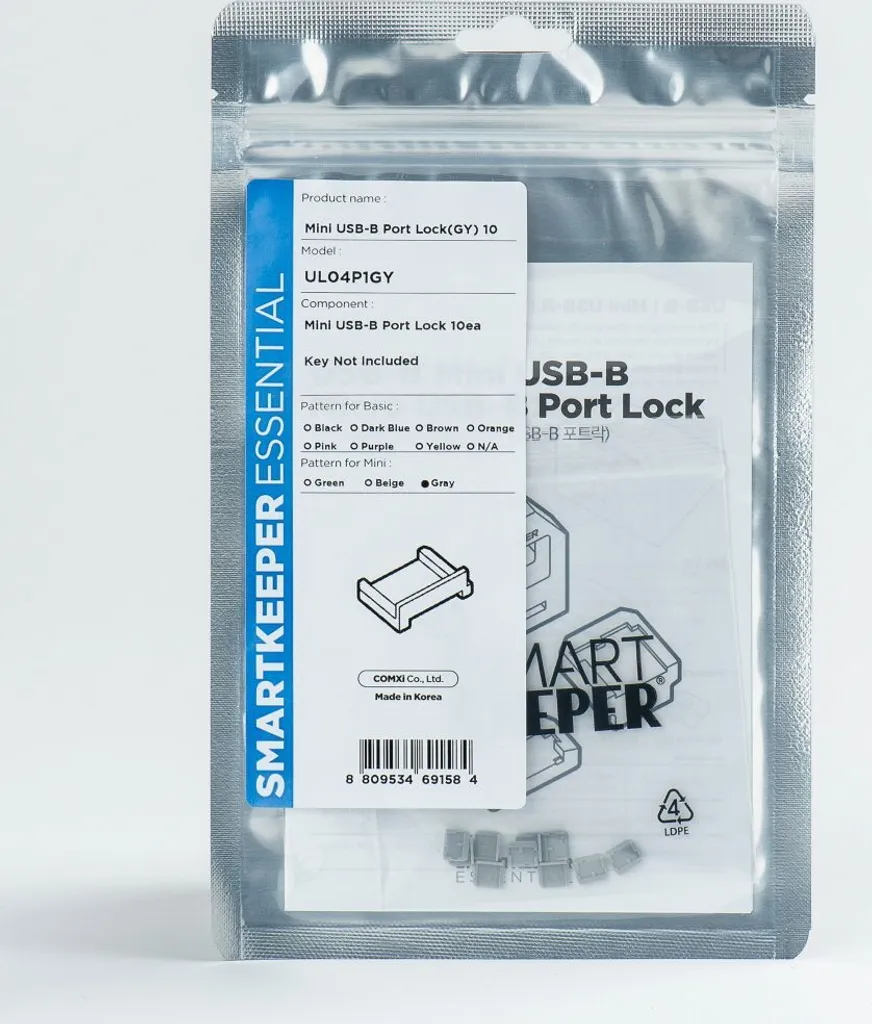 SmartKeeper UL04P1GY: 10 Blocchi di Sicurezza per Porte Mini-USB-B