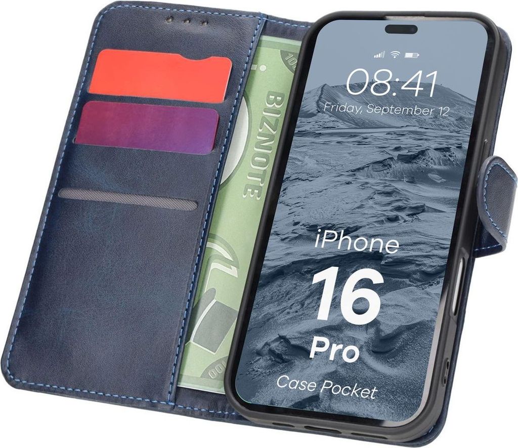 Bizon Case Pocket Apple iPhone 16 Pro marineblau