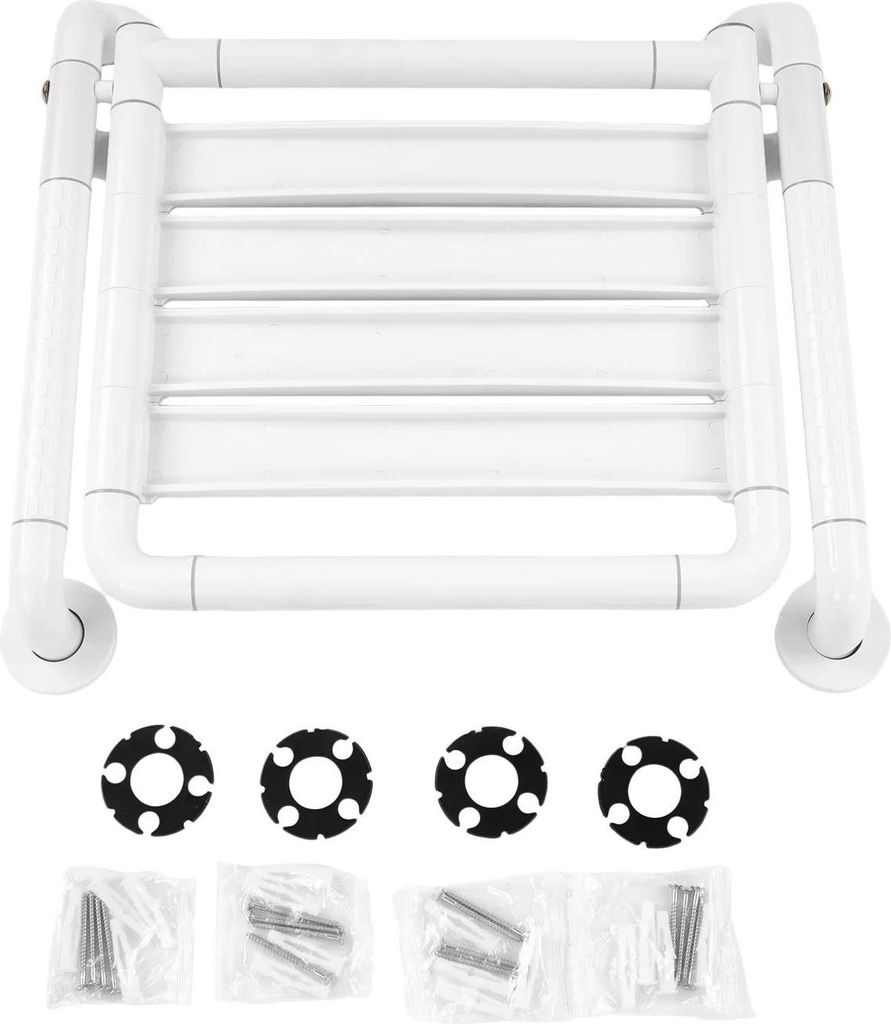 Duschsitz - Zur Wandmontage klappbar - Tragkraft 150 kg - Für Senioren - Platzsparend - Weiß