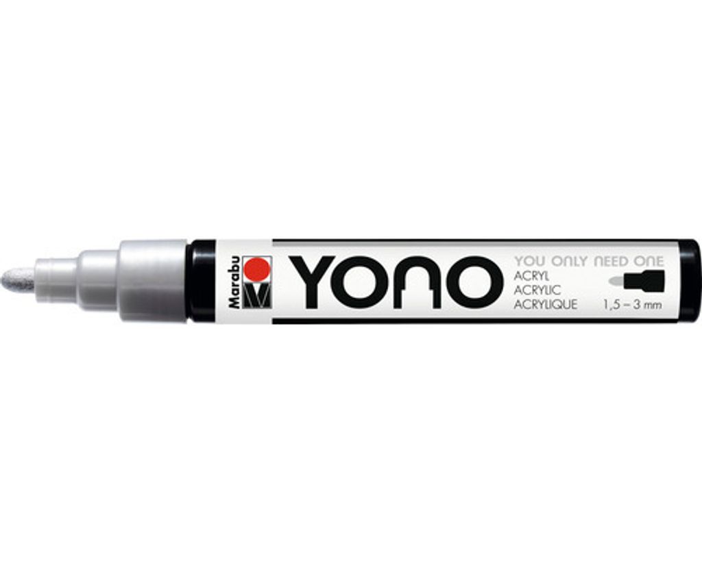 Marabu YONO, Silber, Mehrfarbig, 1 Farben, 1,5 mm, 3 mm, Kanvas, Stoff, Glas, Metall, Stein