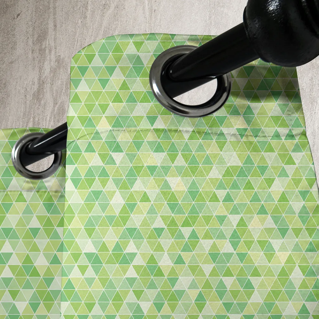 Rideau à œillets vert citron triangles pyramides 280x245cm ABAKUHAUS - 4