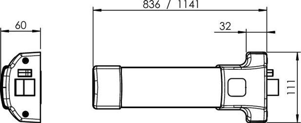 Panikverschluss JPM Push bar 90+ - 1 seitlicher Punkt - 1141 mm - Weiß - PJ1100-68-0A