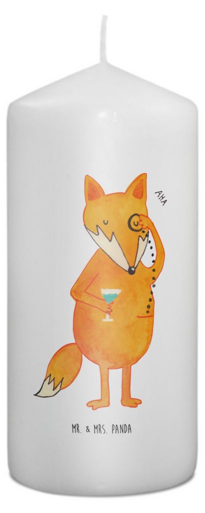 Mr. & Mrs. Panda Kerze Fuchs Lord 15 x 7 cm - Weiß - Geschenk, Stumpenkerze, Erinnerungskerze, Wachskerze, Motivation Spruch, Cocktail, Lustig, Sc...