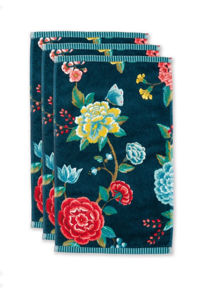 Pip Studio Gästetuch-Set Good Evening 3x Farbe Dunkelblau, Größe 30x50 x 3