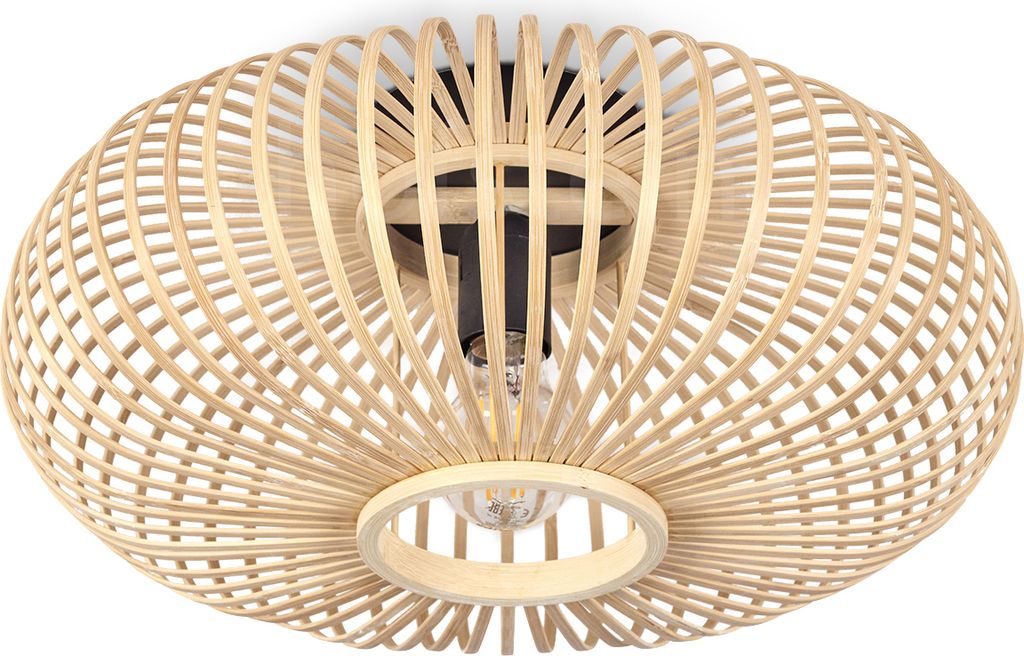 Aidone »Aidone« runde Deckenlampe aus Holz/Metall in Natur/Schwarz