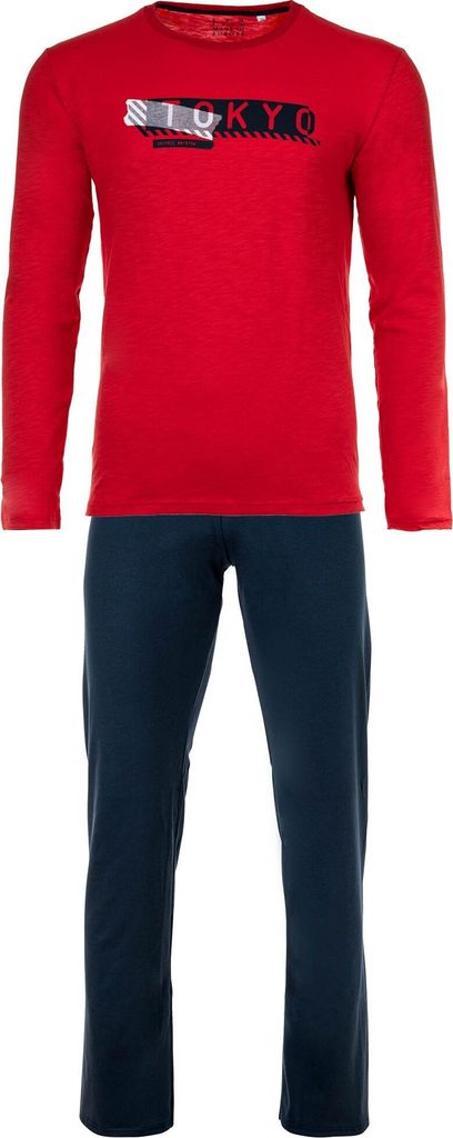 Sanetta Jungen Schlafanzug Set 2-tlg. - lang, offen, Pyjama, Kinder, Teens, Baumwolle Blau/Rot 164