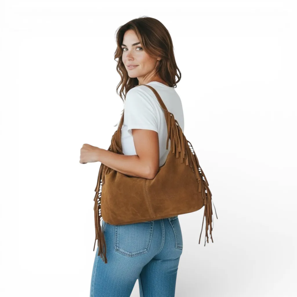 Sac bandoulière Belen cuir et daim - Fini les sacs lourds et encombrants