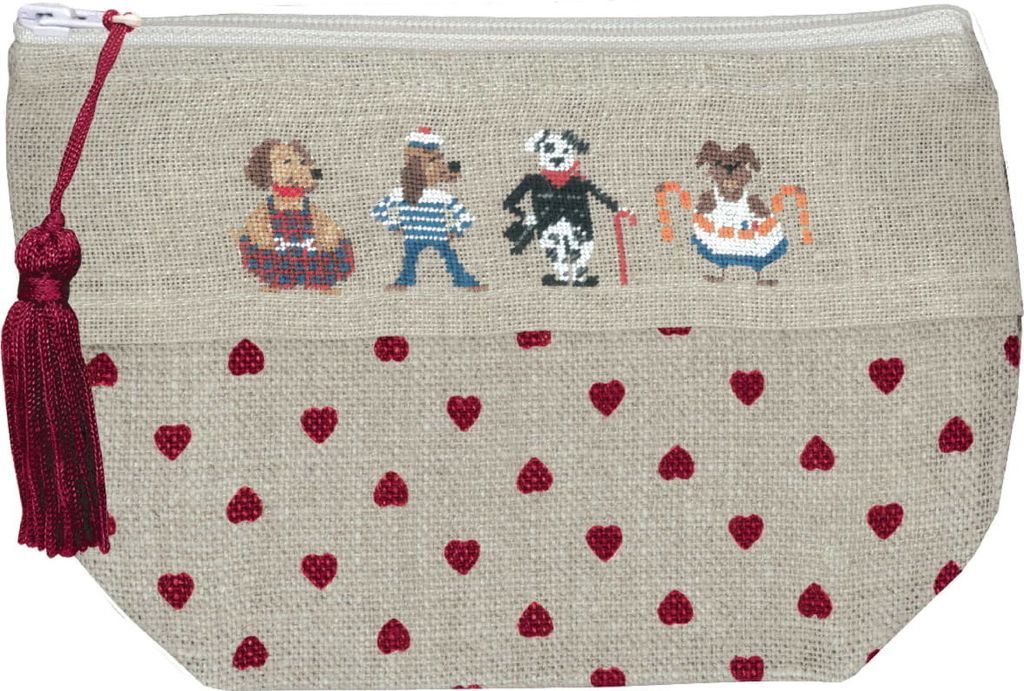 Le Bonheur des Dames Etui Petit Point Stickpackung "Etui Hunde", Zählmuster, 18x11x7cm