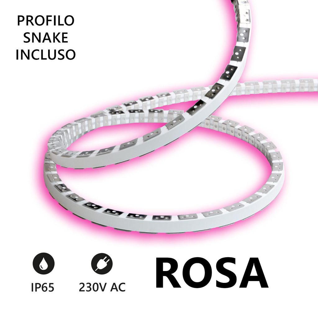 Alcapower Snake Flex LED-Streifen 20m IP65 230V 12W/m Pink, flexible Deko-Beleuchtung aus Silikon, hohe .