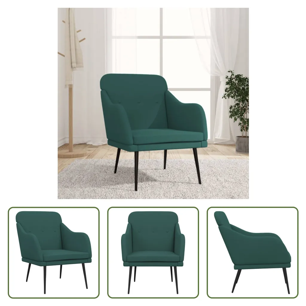Poltrona Moderna Tessuto Verde Scuro 63x76x80 cm - The Living Store