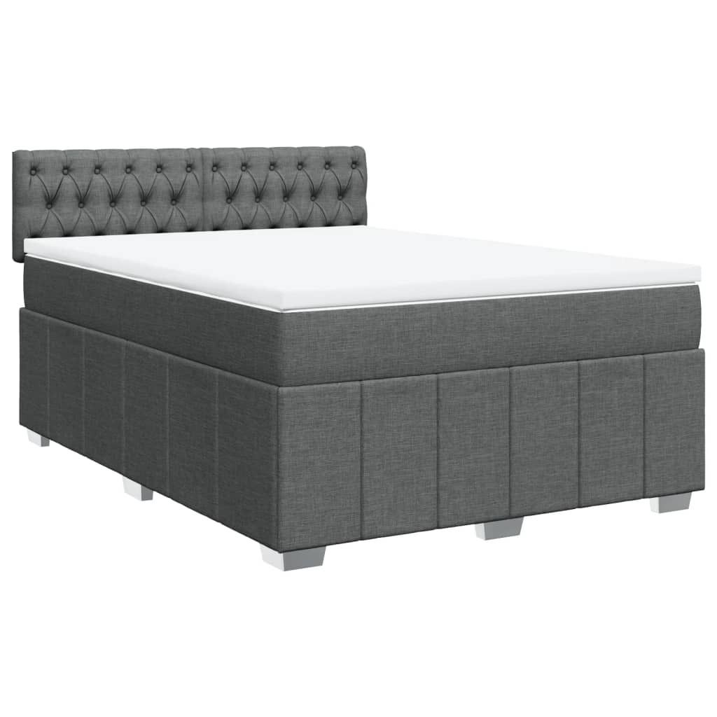 SYFAX Boxspringbett mit Matratze Dunkelgrau 140x190 cm Stoff