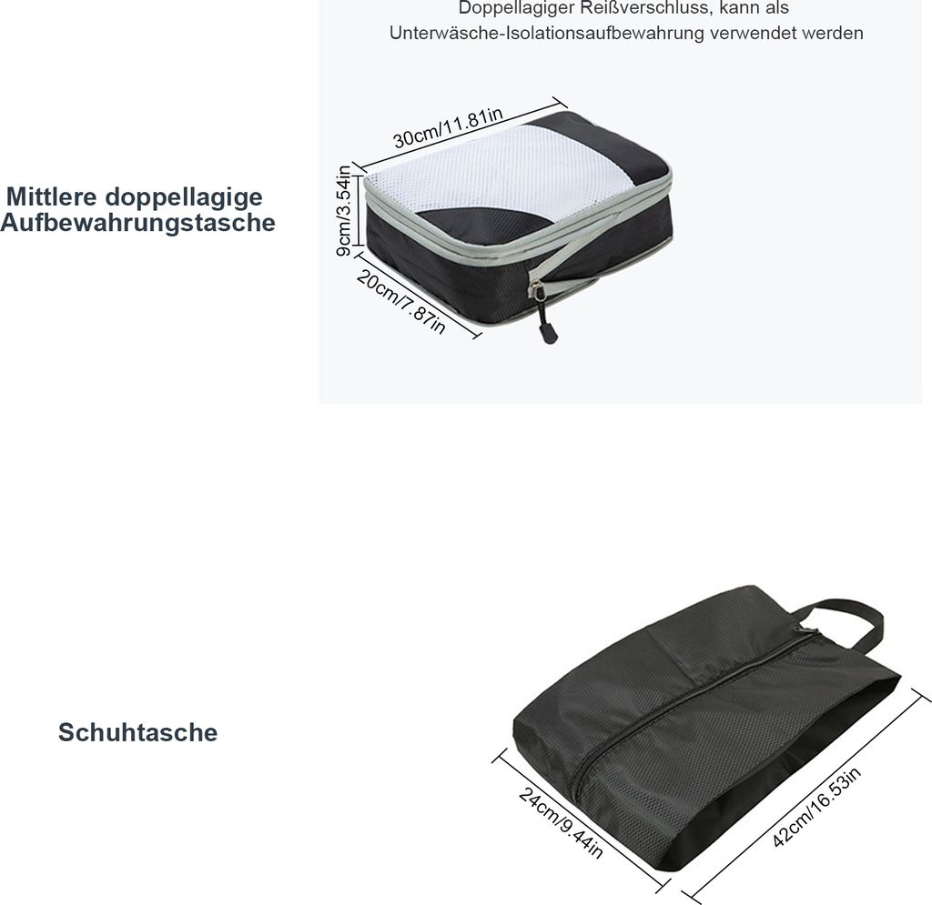 OKWISH 4 Stück Packing Cubes Kleidertaschen Koffer Produktbild 5