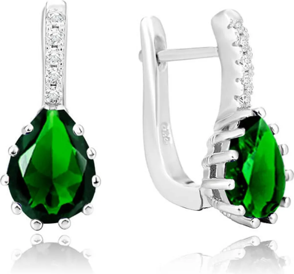 Pendants d'oreilles argent 925 et cristaux verts, bijou chic AGU1198