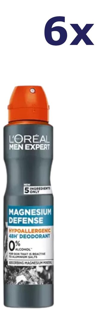 6x L'Oréal Men Expert Deo-Spray 150 ml Magnesium Defense Produktbild 