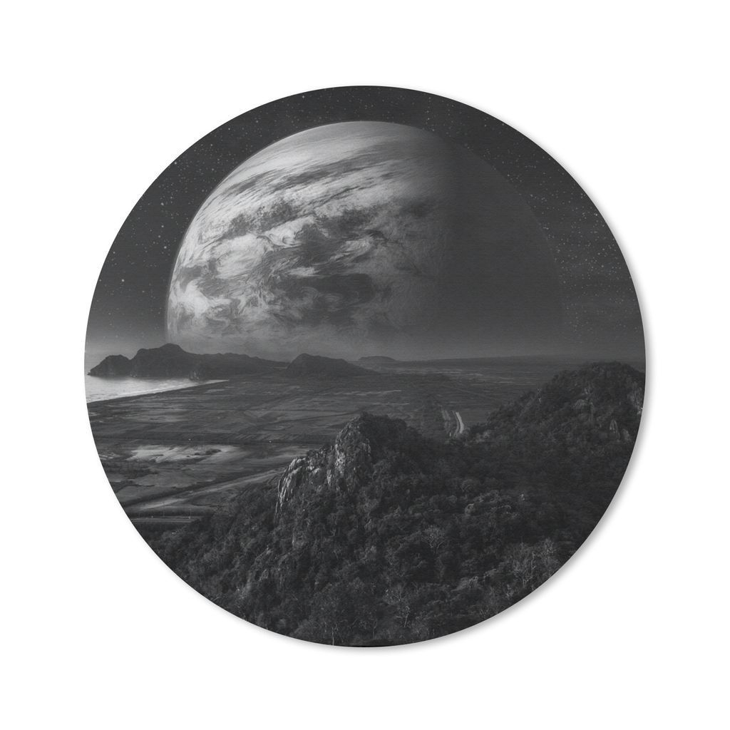MuchoWow Mauspad Mousepad Planeten - Berge - Sterne 40x40 cm - Mousepads - Maus Mat - Pad - Mausunterlage - Schreibtisch Accessoires