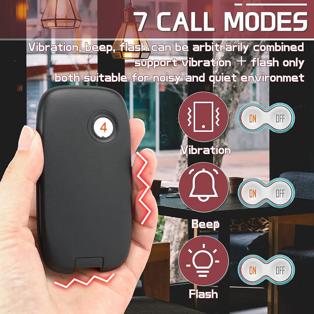 Pager de restaurant sans fil 500m avec 7 modes d'appel vibration - 10