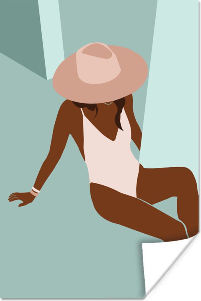 MuchoWow Poster Sommer - Frauen - Badeanzug 120x180 cm - Kunstposter