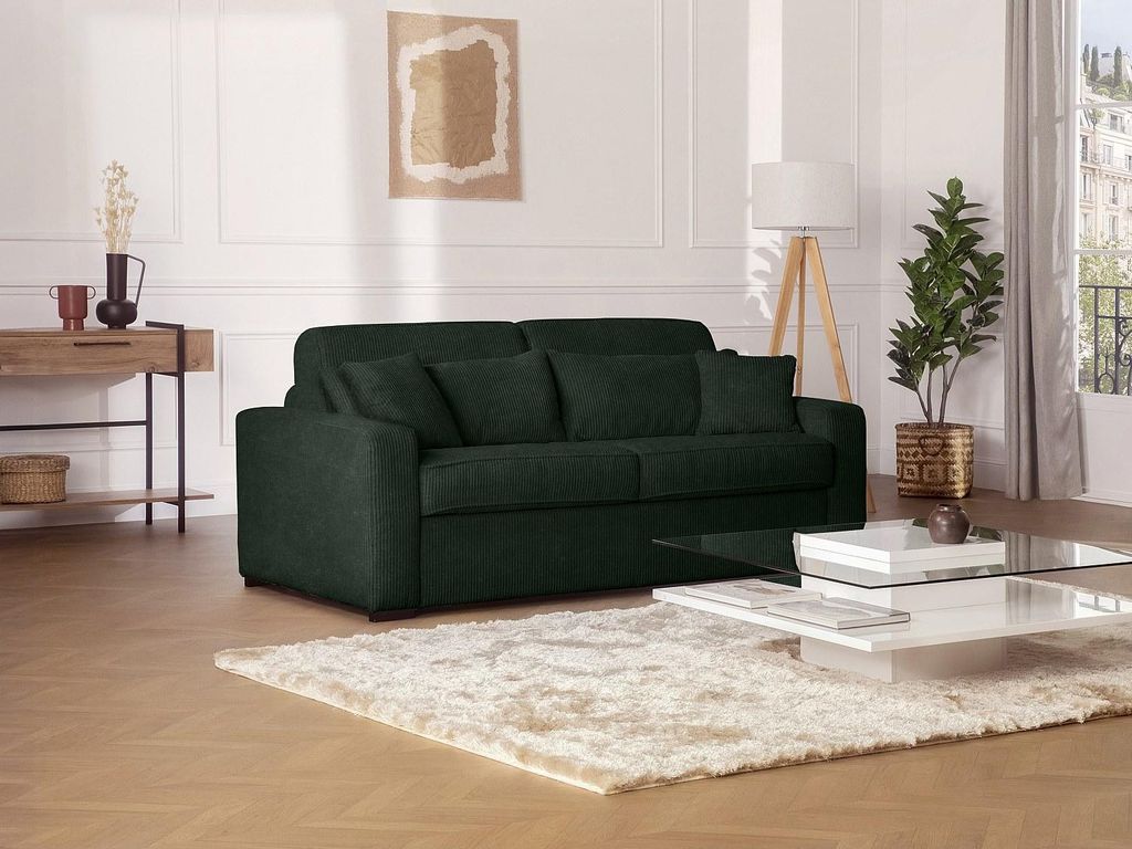 Vente-unique Mondovi, Sofabett, Wohnzimmer, Grün, 4 Sitz(e), Grün, Strukturierte Oberfläche