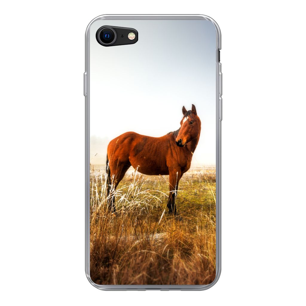 MuchoWow Handyhülle Schutzhülle Hülle für iPhone 7 Pferd - Weide - Australien Silikon Softcase Handy Hülle - Kartenhalter
