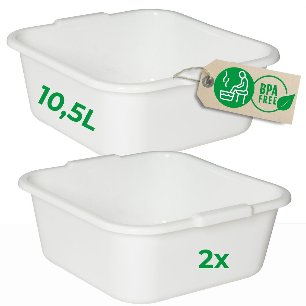 Novaliv 2x Spülschüssel eckig 10,5L, 34x34 cm, Weiß, Produktbild 