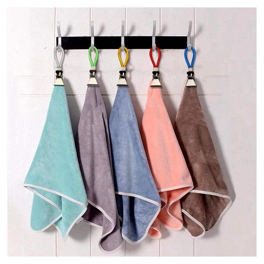 15 Stück Handtuch Klammer Und Haken Set - Bunt Ersatz-Ösen Für Küche Geschirrtücher - Handtuchclips Handtuchhalter-Clips Für Bad Küche 5 Farben