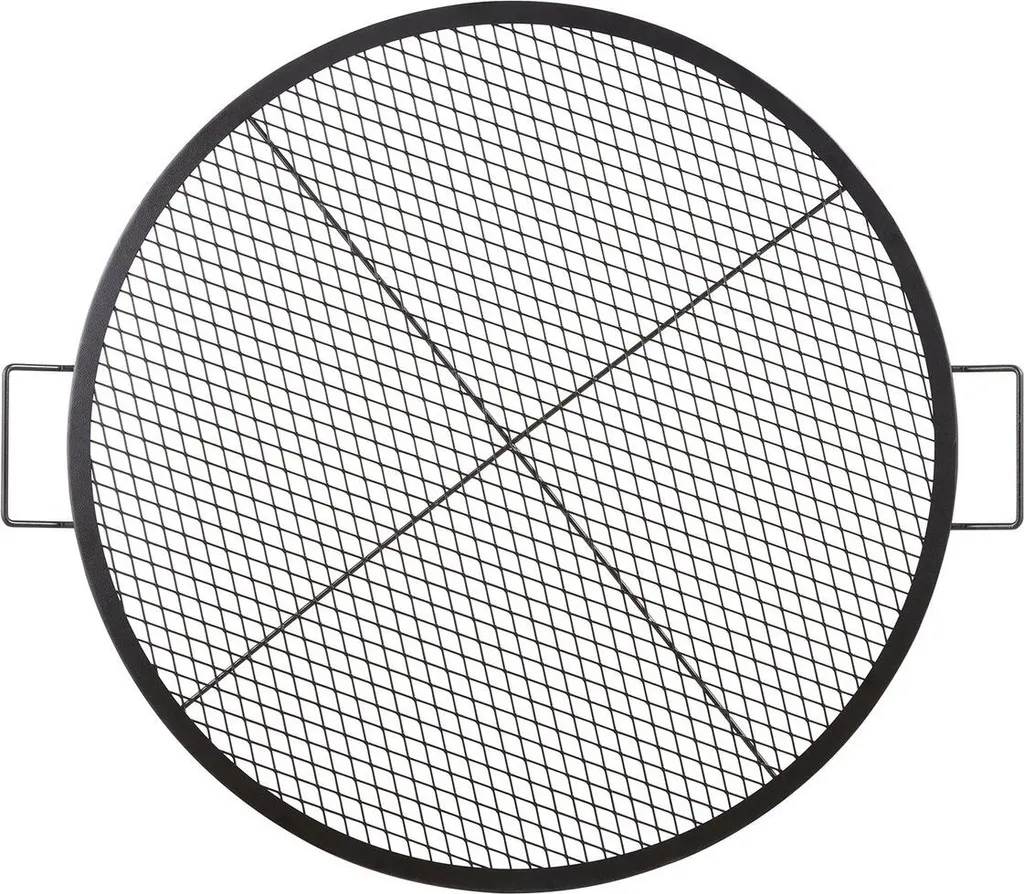 Griglia per barbecue X-Marks, griglia di cottura rotonda, griglia per barbecue da campeggio in acciaio resistente con maniglia e supporto X Wire, utensili da cucina portatili da campeggio per feste e riunioni all'aperto, 36 pollici, nera - 9