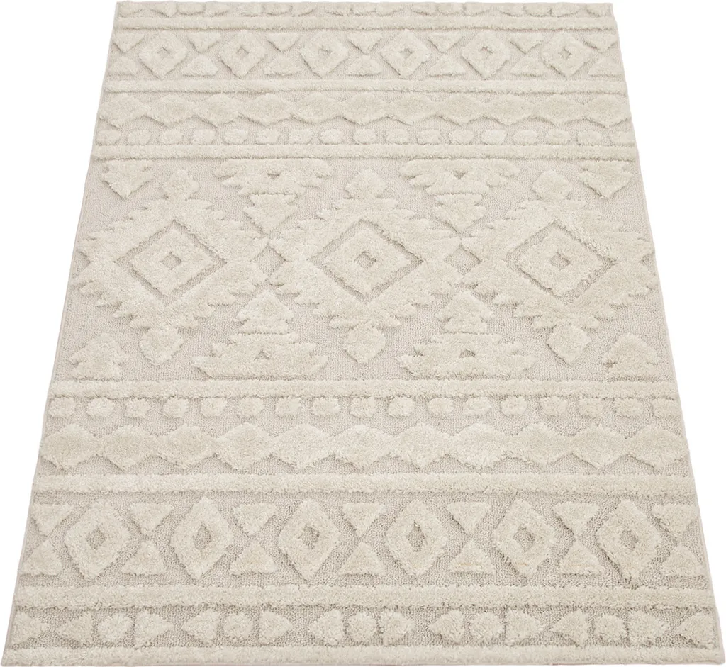 Grand tapis doux Shaggy à poils longs motif ethnique 3D 80 x 150 cm