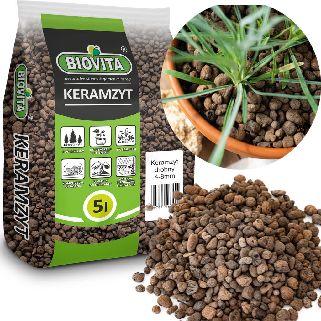 Keramzyt - 5l - 4-8mm - Ideal für Drena¿ - Natürlich und Produktbild 