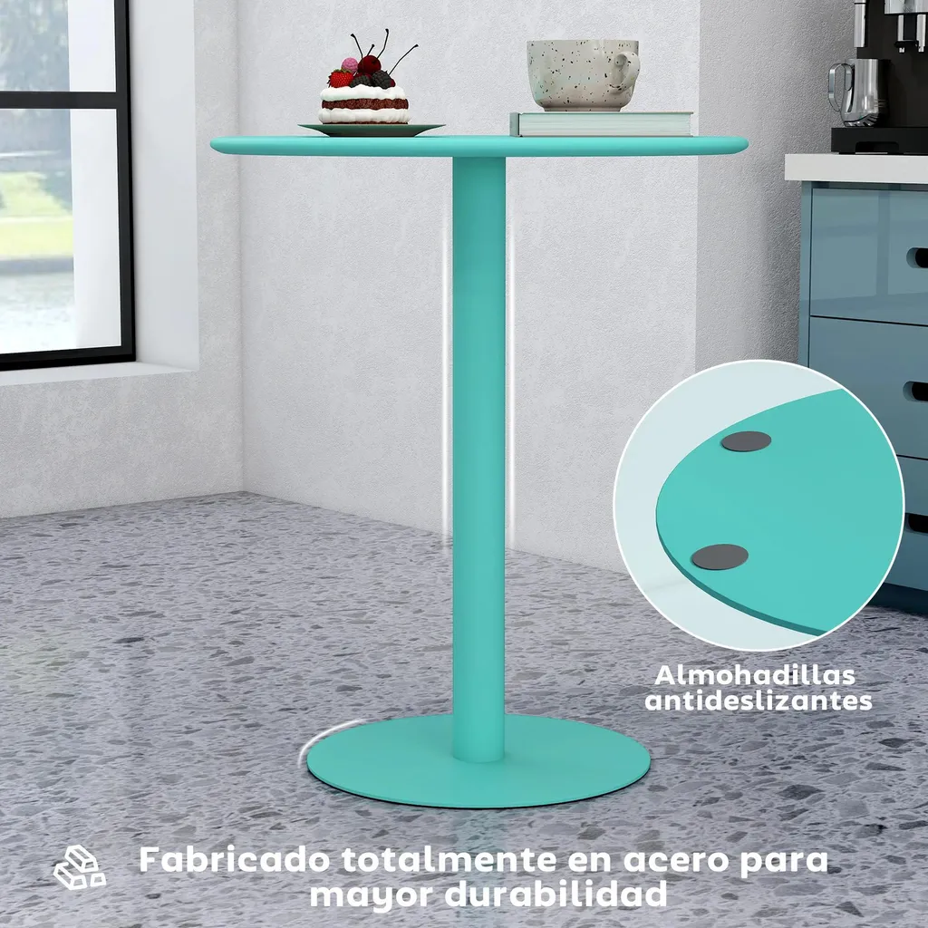 Table d'appoint ronde pour balcon et jardin - Modèle 2 places vert