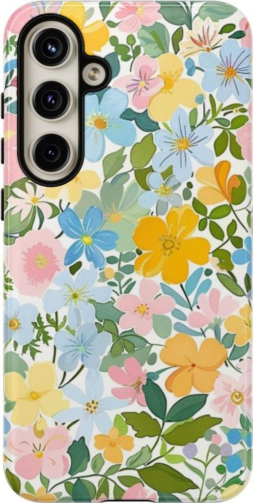 Lebhaftes Pastell-Blumenmuster – Hülle Kompatibel mit Samsung Galaxy S24 Plus