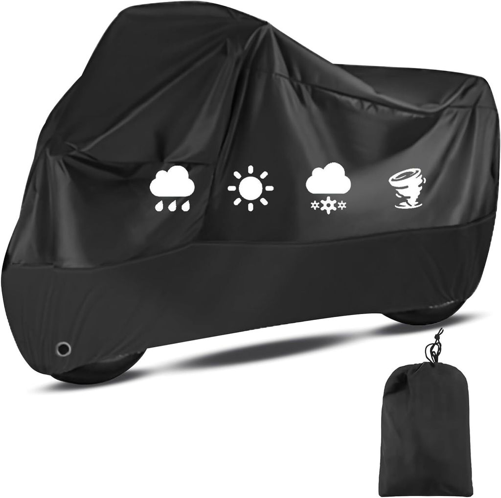 OKWISH Motorradabdeckung Abdeckplane Outdoor Faltgarage Motorrad Schutzhülle 190T Oxford Stoff,wasserdicht Winterfest,Motorradgarage mit Schlossl...