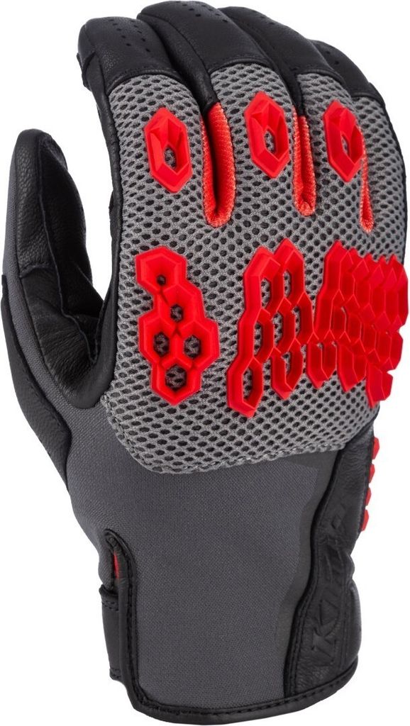 Klim Baja S4 2025 perforierte Mesh Leder-/Textil Enduro Motorrad Handschuhe, schwarz/rot, L