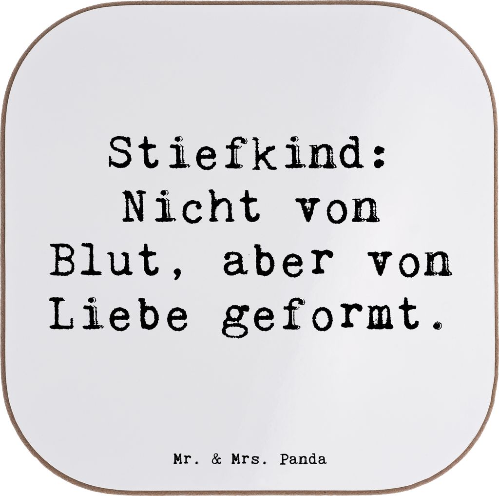 Mr. & Mrs. Panda Holzuntersetzer Spruch Stiefkind von Liebe - Weiß - Geschenk, Familienmitglieder, Familienliebe, Bindung, Zuneigung, Geschenke, T...