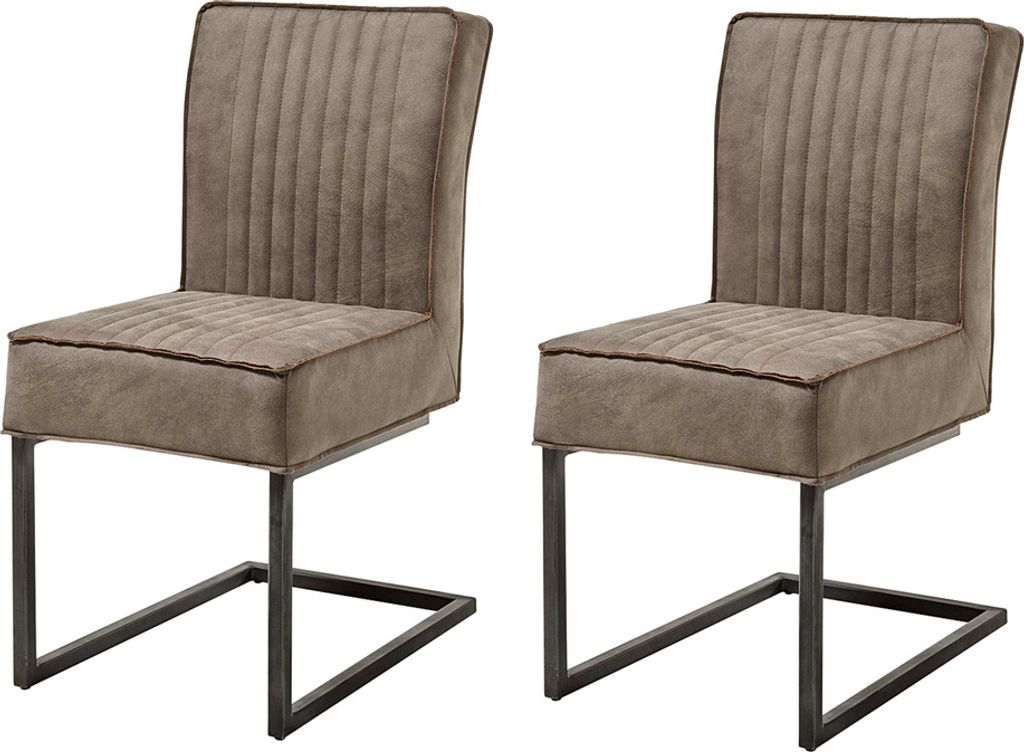Freischwinger 2er-Set Industrial Look AMSTERDAM-119 Kunstleder taupe, Gestell schwarz matt, BxHxT: ca. 47x92x70 cm