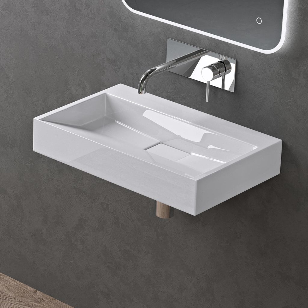 doporro Lavabo Suspendu avec Bonde Vasque à Poser Blanc Image du produit 