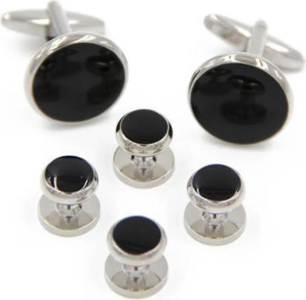 Boutons de manchette complets en argent brossé - Design Minimaliste