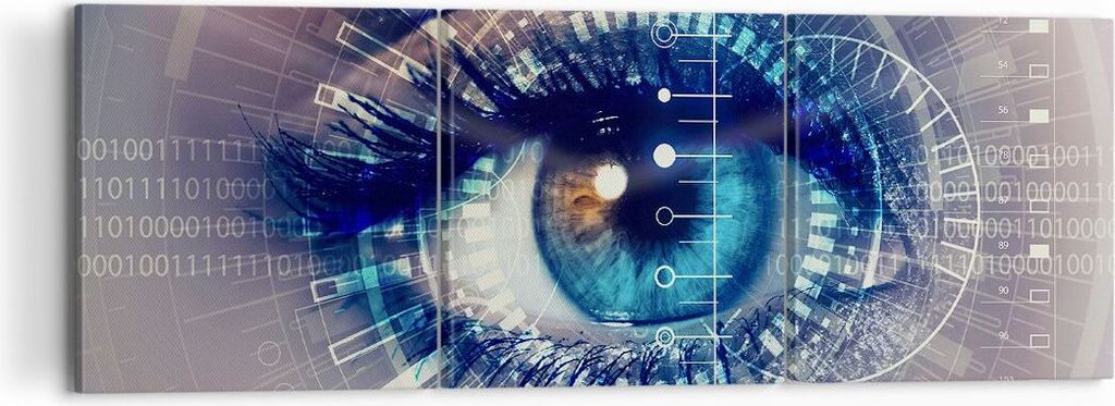 Bild auf Leinwand - Leinwandbild - Cyberspace Daten digitales - 120x40cm - Wand Bild - Wanddeko - Leinwanddruck - Bilder - Kunstdruck - Wanddekorat...