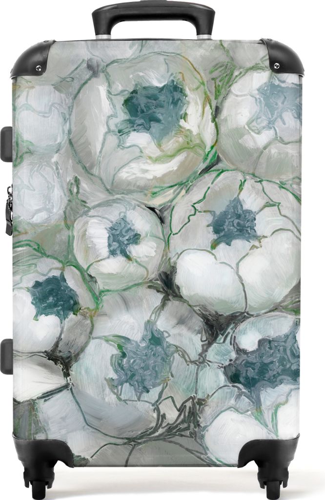 NoBoringSuitcases.com Großer Koffer - Grün - Blumen - Natur - Abstrakt - Kombinationsschloss TSA - Hartschalen Trolley 4 Rollen - 72 liter - Re...