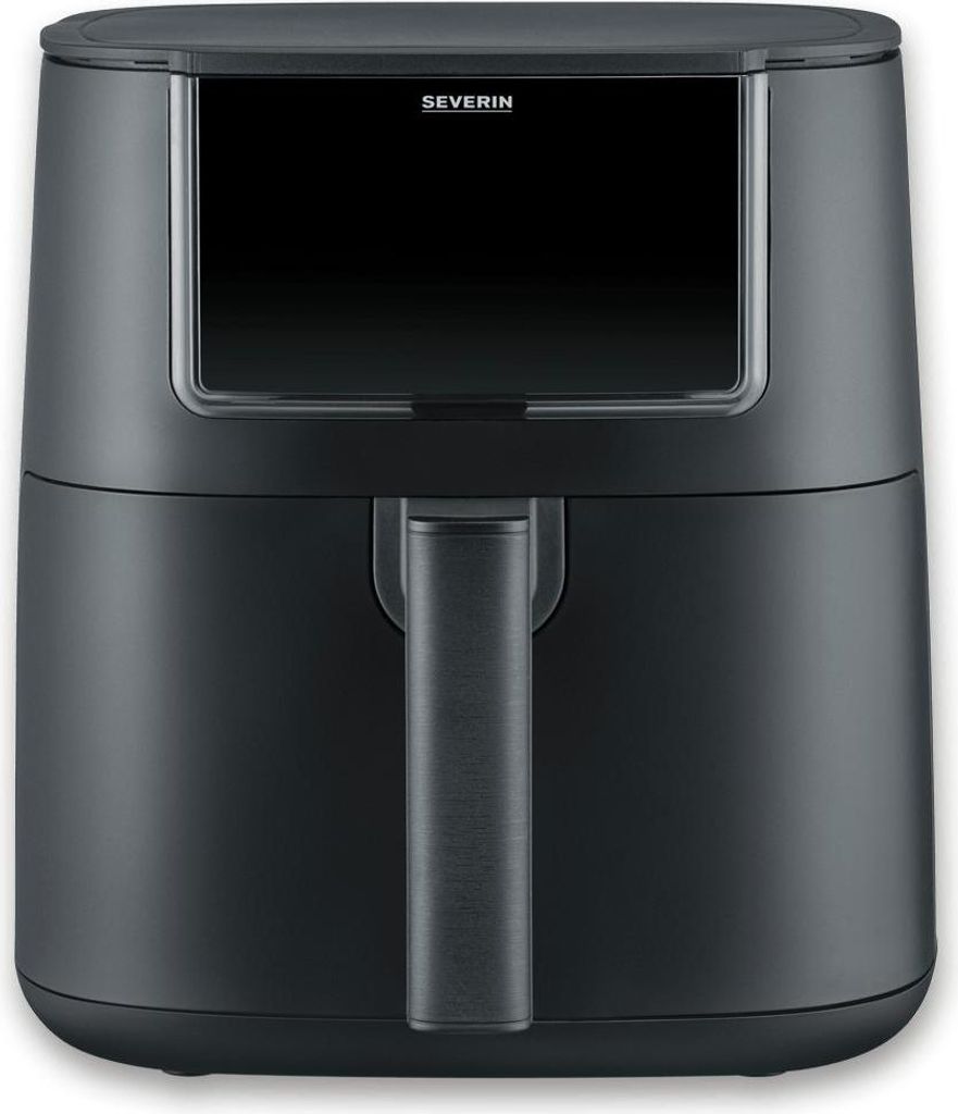 A black Severin air fryer is shown against a white background.