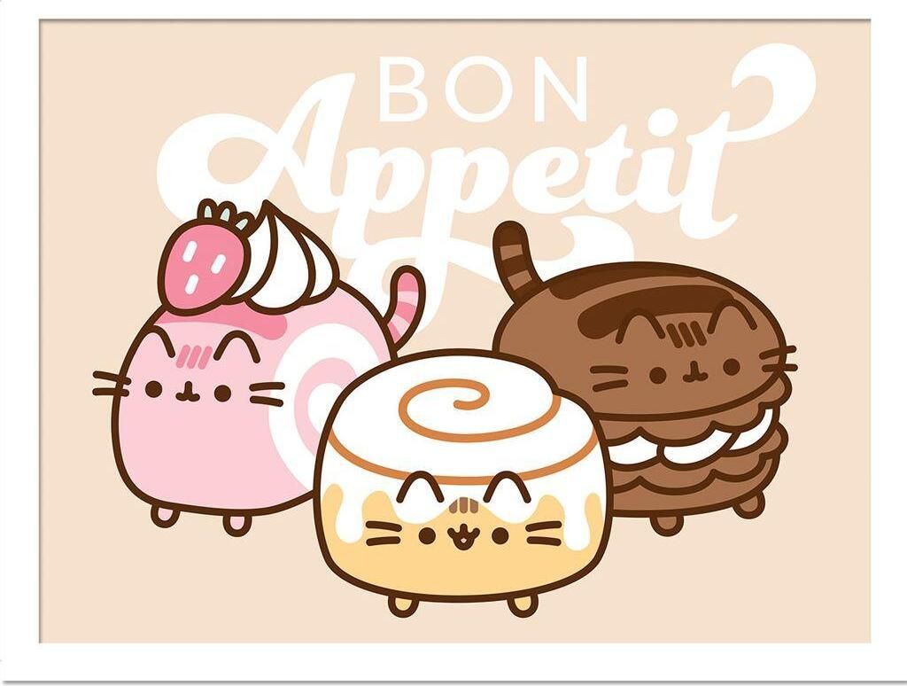 Pusheen - Gerahmtes Poster "Bon Appetit" PM11208 (30 cm x 40 cm) (Bunt)