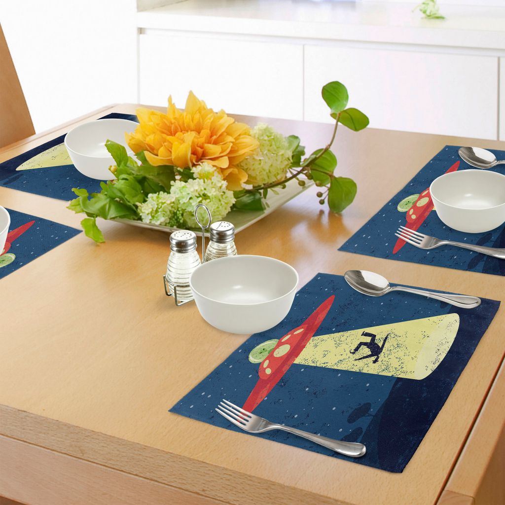 ABAKUHAUS Weltraum Platzmatten, Beunruhigte Grafik Einer ausländischen Entführung von menschlichem Zukunftsroman-Bild, Tiscjdeco aus Farbfesten S...