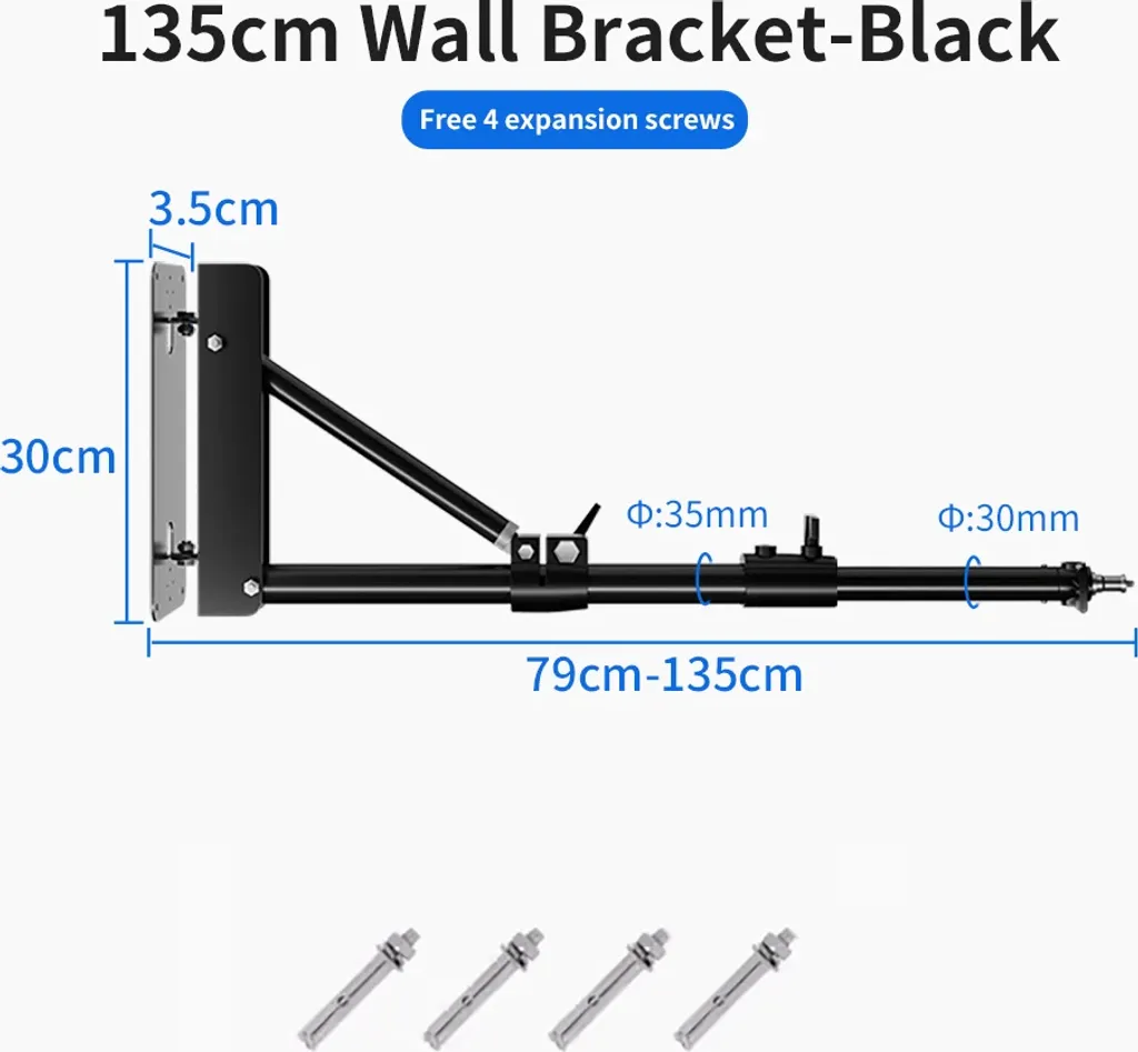 Support de caméra mural extensible 135 cm pour streaming et vlogging