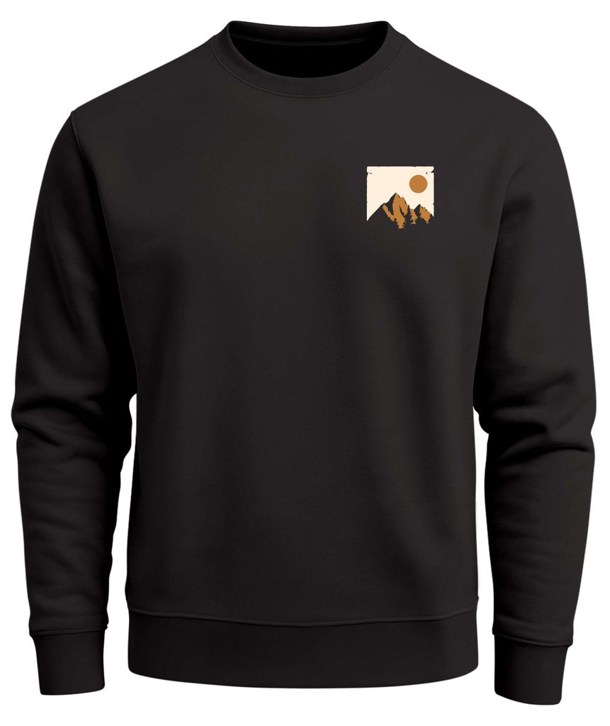 Sweatshirt Herren Frontprint Pullover mit Print Minimal Mountain Brustlogo Berg Outdoor Streetwear Fashion Neverless