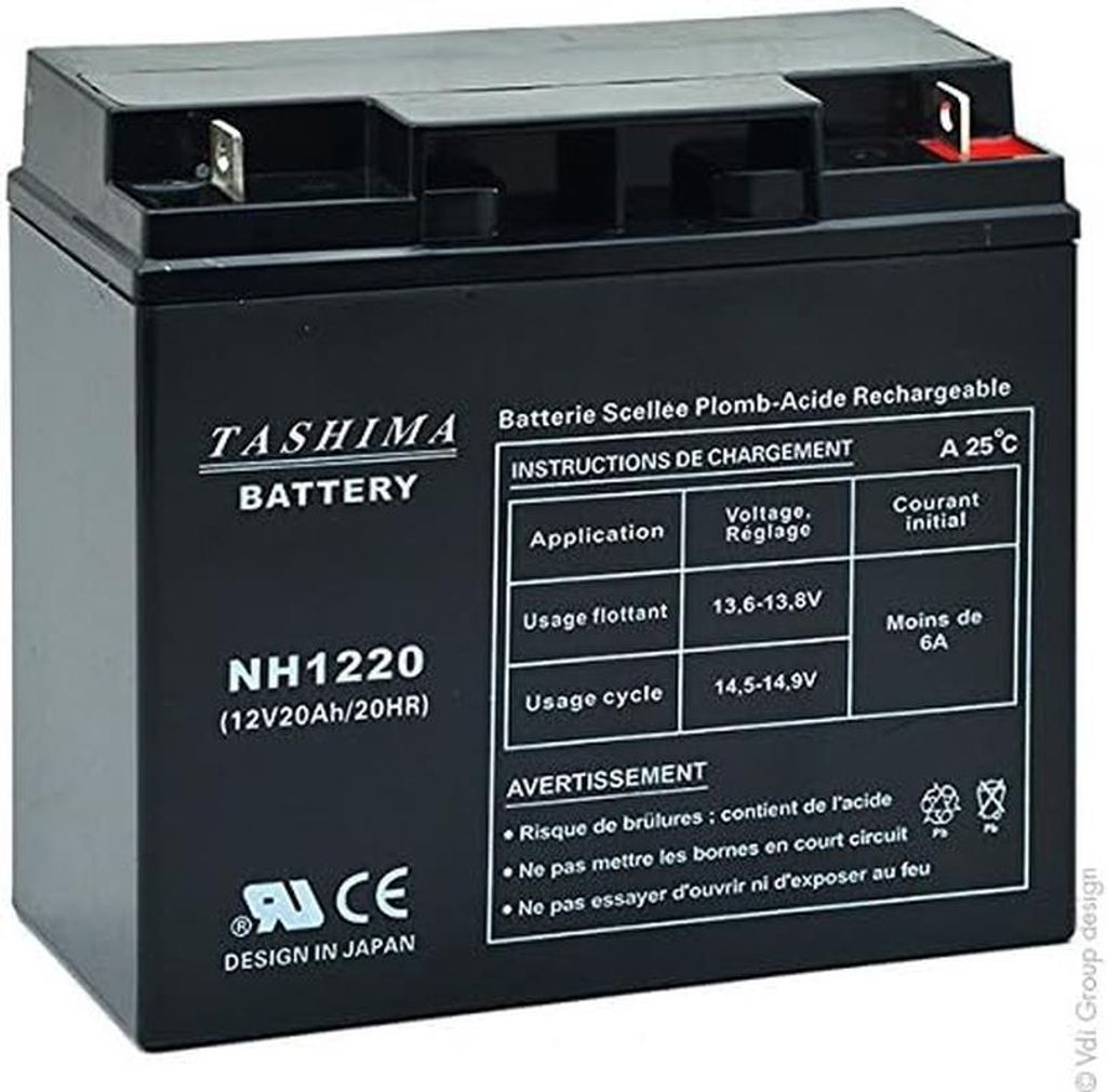 Tashima Motorrad Batterie NH1220 12V 20Ah Schwarz - Gel-AGM, CCA 240A