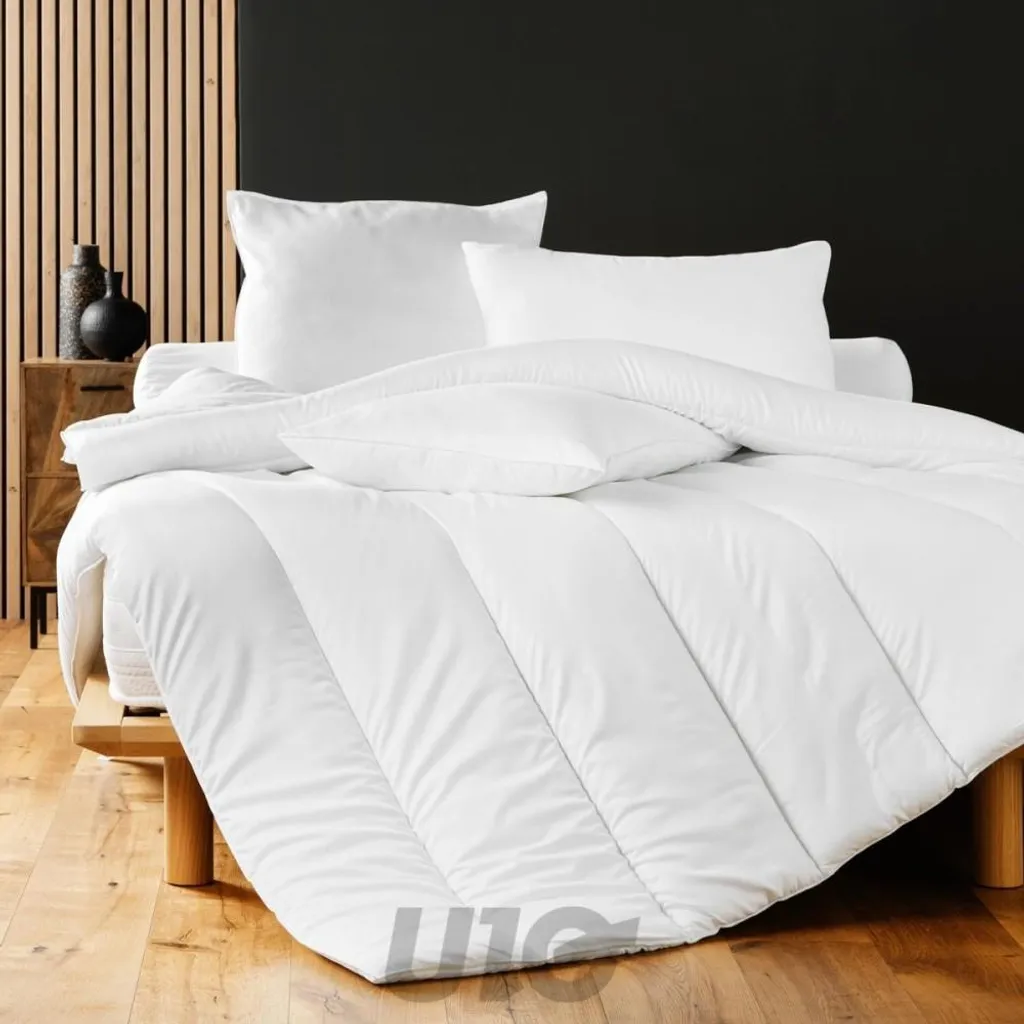 Couette 260x240cm Blanche Douceur d'Intérieur en Polyester Moelleux et Zen