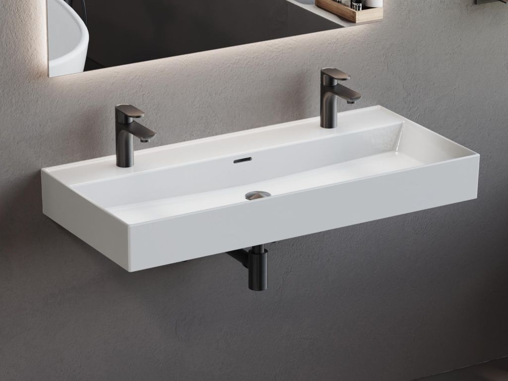 Aqua Bagno Loft Air Keramik Doppelwaschtisch 100cm Doppel Waschbecken Waschtisch